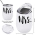 Mr and Mrs Wine Tumbler Set, Wedding Wine Tumbler, 12 Oz Insulated Stainless Steel Wine Tumbler for Newlyweds Couples Wife, Wedding Tumbler Idea for Bridal Showers Engagement, Set of 2