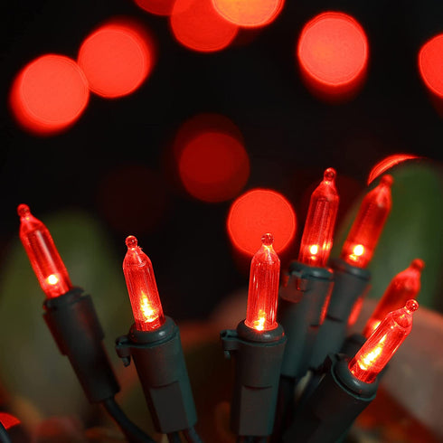 hemonie LED Christmas Lights, 33 Ft 100 LED UL Certified Commercial Grade Holiday String Light, End to End Connectable Indoor & Outdoor Green Wire Lights Set IP44 Waterproof(red)