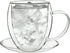 Creano Double Wall Glass Mugs 9 OZ with Handle and Saucer, Insulated Cup - 2X 9oz (250ml)