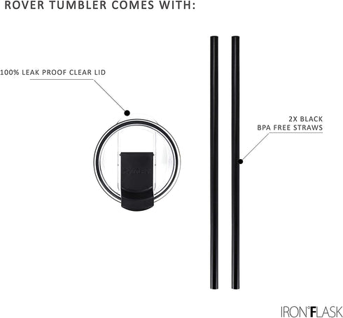 IRON °FLASK Rover Tumbler - 24 Oz, Leak Proof, Vacuum Insulated Stainless Steel Bottle, Hot Cold, Double Walled, Thermo Coffee Travel Mug, Water Metal Canteen
