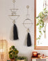 Boho Wall Decor Macrame Wall Hanging Yarn Wall Art Tassel Handmade Home Hanging Décor (Gold)