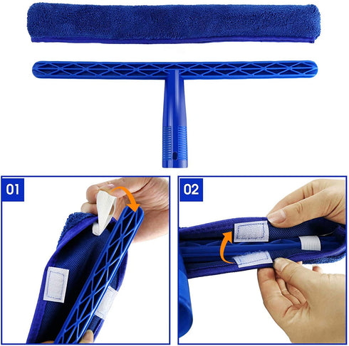 MASTERTOP Window Squeegee Cleaning Tool - Outdoor Window Cleaner, Window Washing Kit, Extension Pole, Streak Free Shine, Easily Squeegee for Window Cleaning