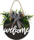Welcome Sign Welcome Front Door Round Wood Sign Hanging Welcome Sign for Farmhouse porch Spring Welcome Sign Front Door Decoration ?Blackboard welcome?