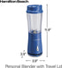 Hamilton Beach Personal Smoothie Blender With 14 Oz Travel Cup And Lid, Blue 51132