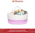Baby Diaper Caddy Organizer Basket for Changing Table - Large Compact and Portable Woven Cotton Rope and Canvas Nursery Basket with 3 Divisions - Unisex Stylish GrayWhite - 14x8.5x7 Inches
