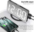 Digital Alarm Clock, 6.5" LED Mirror Electronic Clocks,with 2 USB Charger,Snooze Model, 3 Adjustable Brightness?Outlet Powered Compact Clock for Bedrooms, Bedside, Desk, Shelf(Black-White)