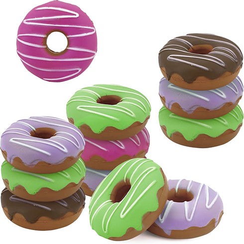 SRENTA 3" Rainbow Novelty Squishy Donut Stress Balls, Squeeze Stress Relief Donuts, Pack of 12