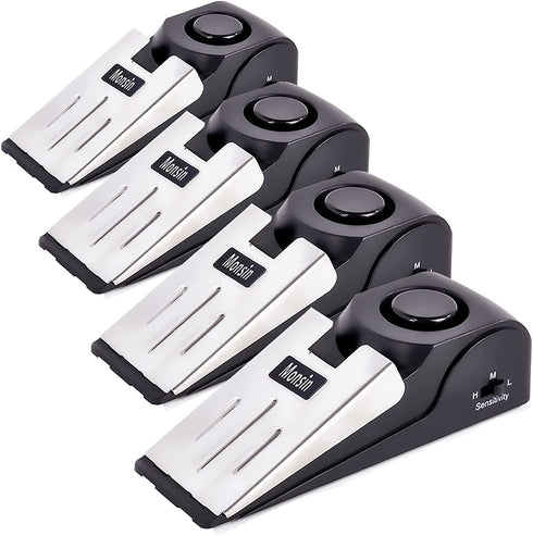 Door Stop Alarm, Door Stopper with 120DB Security Alarm, Floor Wedge Doorstop for Travel Apartment Home House (Pack of 4)
