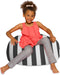 Posh Creations Bean Bag Chair for Kids, Teens, and Adults Includes Removable and Machine Washable Cover, 27in - Medium, Canvas Stripes Gray and White