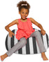 Posh Creations Bean Bag Chair for Kids, Teens, and Adults Includes Removable and Machine Washable Cover, 27in - Medium, Canvas Stripes Gray and White