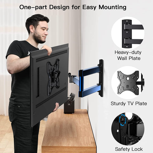 Full Motion TV Wall Mount Bracket Swivel Heavy Duty Articulating Arms Tilt for 13-42? LED LCD Flat Curved TV Screen Monitor TVs, VESA Up to 200x200mm, Weight Capacity Up to 77lbs