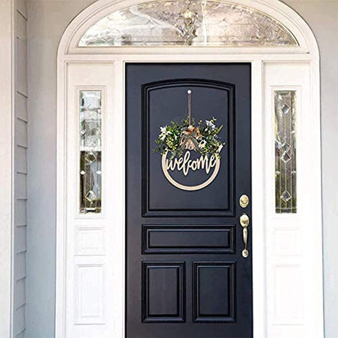 Welcome Sign Welcome Front Door Round Wood Sign Hanging Front Door Porch Decor Welcome Sign Front Farmhouse Porch Spring Welcome Sign (Carvedboard Welcome)