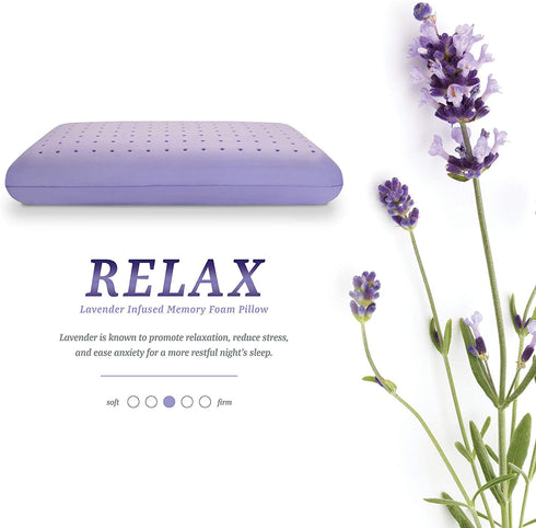 SensorPEDIC Lavender Bed Pillow, Standard (Pack of 1), White/Purple