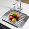 AOUAO Roll Up Dish Drying Rack,Multipurpose Square Stainless Steel Over The Sink Drainer Rack,Kitchen Portable Dish Rack ( Gray, 17.5" x 15")