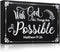 Yulejo with God All Things are Possible Sign Wall Hanging Decoration Wooden Wall Decor Religious Scripture Black Bible Verses Everything is Possible with God Bibical Wooden Decoration Plaque for Home