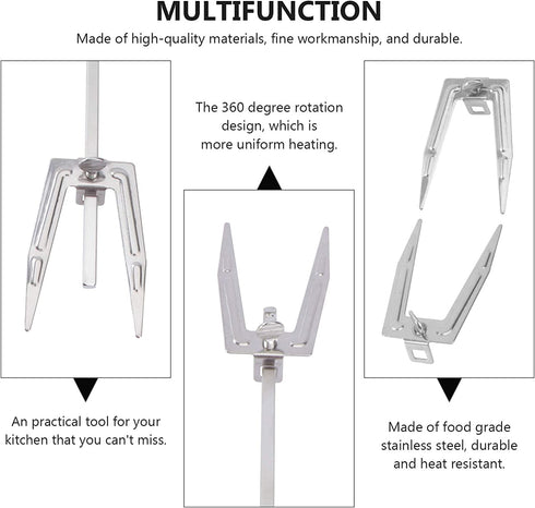 Cabilock Air Fryer Universal Rotisserie Baking Stainless Steel Creative Rotating Roast Chicken Fork Grill Rotisserie for Home Kitchen