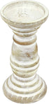 Stonebriar Decorative Worn White Wooden Pillar Candle Holder, Coastal Home Decor, Ocean Inspired Designs for Wedding Decorations, Parties, or Everyday Home, Large
