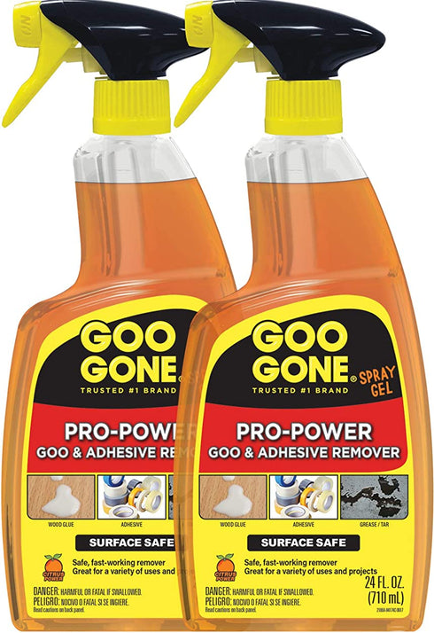Goo Gone Pro-Power Spray Gel Adhesive Remover - 24 Ounce (2 Pack) - Surface Safe, Great Cleaner, No Harsh Odors, Removes Stickers, Can Be Used On Tools