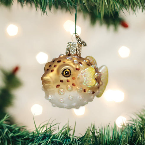 Old World Christmas Fish Collection Glass Blown Ornaments for Christmas Tree Pufferfish