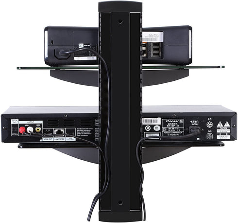 Fenge 2 Tiers Av Shelf Wall Mount Shelf Black Bracket Stand for AV Receiver Component Xbox Cable Boxes Gaming Systems