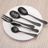 Matte Black Serving Set?SHARECOOK 5-Piece 18/0 Stainless Steel Large Hostess Set with Round Edge, Satin Finished, Dishwasher Safe -Spoons, Forks,Butter Knife& Slotted Spoon