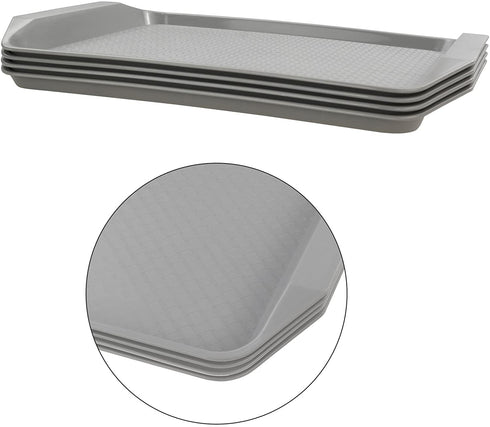 Anbers Grey Plastic Serving Tray/Cafeteria Fast Food Tray,12" by 16", Pack of 4