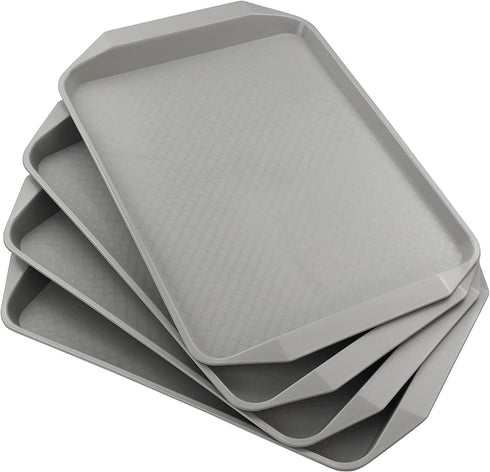 Anbers Grey Plastic Serving Tray/Cafeteria Fast Food Tray,12" by 16", Pack of 4