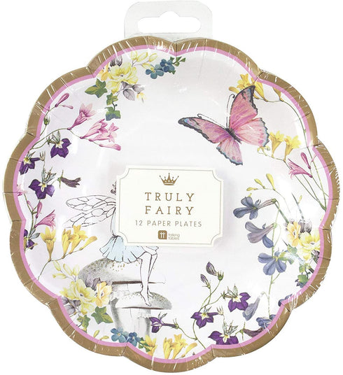 Talking Tables Truly Fairy Paper Plate with Fairy Design for a Tea Party or Birthday, Multicolor (24 Pack)