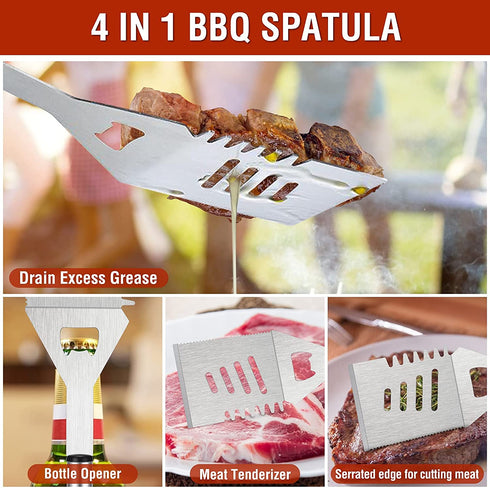 Grill Accessories, 122PCS Grill Set BBQ Tools Gifts for Men & Women, Grilling Tools Set for Outdoor Grill, Stainless Steel BBQ Kit, Grill Mats for Camping/Backyard Barbecue, Grill Utensils Set for Dad