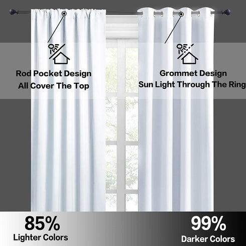 RYB HOME White Curtains for Bedroom - Room Darkening Thermal Insulated Window Draperies for Living Room Kitchen Home Office Bathroom Cafe, Wide 42 x Long 45, Greyish White, 1 Pair