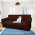 Luxurlife Thick Sofa Covers 1-Piece Stretch Couch Cover for 3 Cushion Couch Latest Jacquard Sofa Slipcover for Pets Kids Furniture Protector with Elastic Bottom(Large, Chocolate)