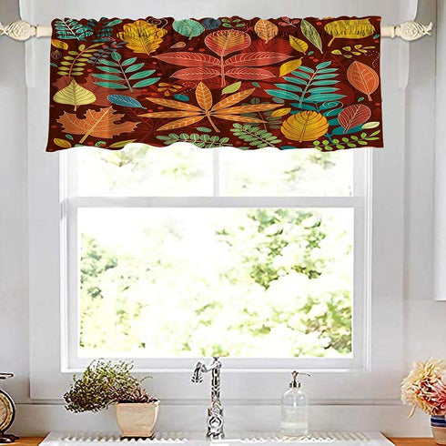 Mrcrypos Fall Valances Autumn Leaves Kitchen Valances for Windows Blackout Window Valances Curtains for Bathroom Bedroom Dining Room 52 X 18 Inches