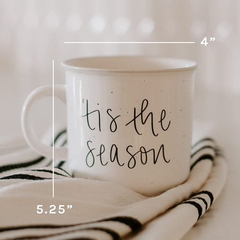 Sweet Water Decor Christmas Coffee Mug | Rustic 16oz Ceramic Campfire Style Coffee Cup Microwave & Dishwasher Safe | Festive Seasonal Holiday Mug for Women (It's the Most Wonderful Time of the Year)