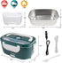 Electric Lunch Box -- Toursion Portable Food Heater 2 in 1 for Car/Truck and Work 110V&12V-24V 40W, Removable Stainless Steel Portable Food Warmer 1.5L, Spoon and 2 Compartments Included (Dark Green)