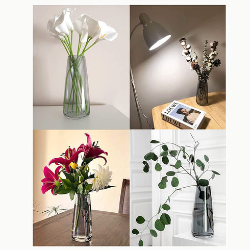 Glass Clear Vases for Flower, 8.7 Inch Ins Modern Handmade Grey Vase for Centerpieces Living Room Office Wedding Decor,Ideal Gifts for Friends,Lover€¦
