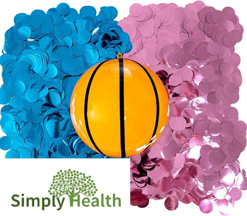 Gender Reveal Confetti Basketball - Blue and Pink Confetti Kit To Create a HUGE Confetti Cloud