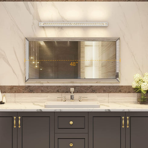 YITAHOME Vanity Light Crystal Bathroom Vanity Lights Fixtures Modern Wall Lighting for Bathroom Chrome Cube Wall Light for Bathroom Living Room Bedroom Wardrobe Cabinet