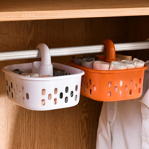 Portable Shower Tote Plastic Shower Caddy Basket Organizer with Handle for College, Dorm, Bathroom, Bedroom, Garden, White