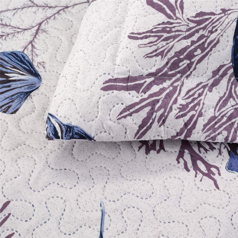King Size Quilt Set Beach Quilt Bedding King Quilts Bedspread Coverlet Coastal Ocean Bedding Summer Lightweight Reversible Quilt Beach Bed Spread Coverlet Starfish Conch Shell Home Decor Quilt Blue