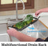 Sponge Holder for Kitchen Sink, Telescopic Sink Storage Rack, Expandable (15.5"-21.3") Sink Caddy Organizer with Dishcloth Towel Holder, Stainless Steel Over Sink Holder for Home (Black)