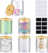 6 Pack Acrylic Qtip Holder Dispenser Bathroom Jars Set Round Pad Holder with Bamboo Lid Clear Plastic Stackable Ball Storage Container with 2 Pieces Removable Sticker Label for Bathroom Accessories