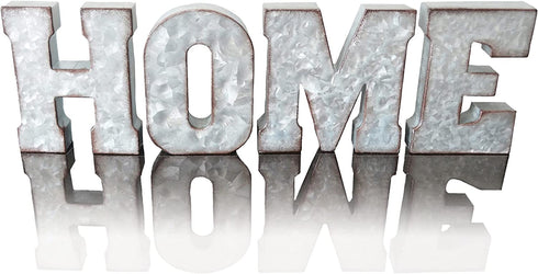 Zoreal HOME Sign Rustic Galvanized Metal Letters Free Standing Home Decorative Sign Farmhouse Wall Decor