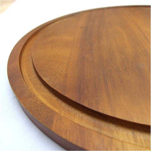 roro Acacia Round Wood Trivet / Charger with Groove (13 Inch x 1, Acacia Brown)