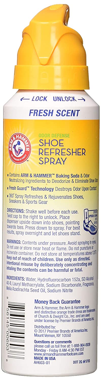 Arm & Hammer Odor Defense Shoe Refresher Spray, Fresh Scent, 4 oz (Pack of 2)