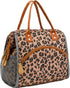 FlowFly Insulated Lunch Bag Wide-Open Lunch Box Large Tote Leakproof Cooler with Drink Holder and Multi Pockets for Women Men Adult Kids Work Picnic Travel Beach Hiking, Leopard