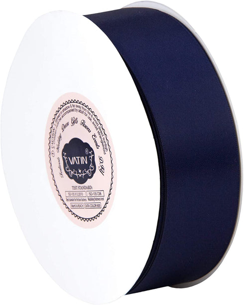 VATIN 1-1/2" Wide Double Faced Polyester Satin Ribbon - 50 Yard (Navy Blue), Perfect for Wedding, Gift Wrapping, Bow Making & Other Projects