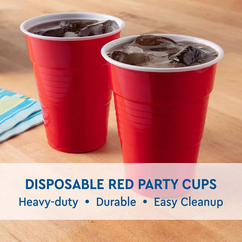 Red Plastic Disposable Cups - 18 Oz., 240 Ct. | Heavy Duty Large Party Cold Drink Plastic Cups Disposable