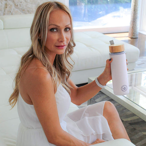 Teabloom All-Beverage Tumbler 15 oz / 450 ml Tempered Glass Travel Bottle Hot and Cold Tea Infuser Cold-Brew Coffee Fruit-Infused Water Tea Tumbler The Pathfinder