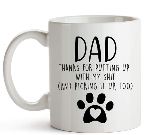 YouNique Designs Dog Dad Mug, 11 Ounces, White, Dog Dad Gifts