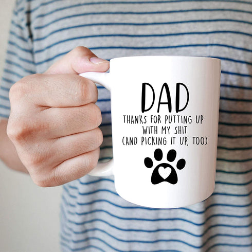 YouNique Designs Dog Dad Mug, 11 Ounces, White, Dog Dad Gifts